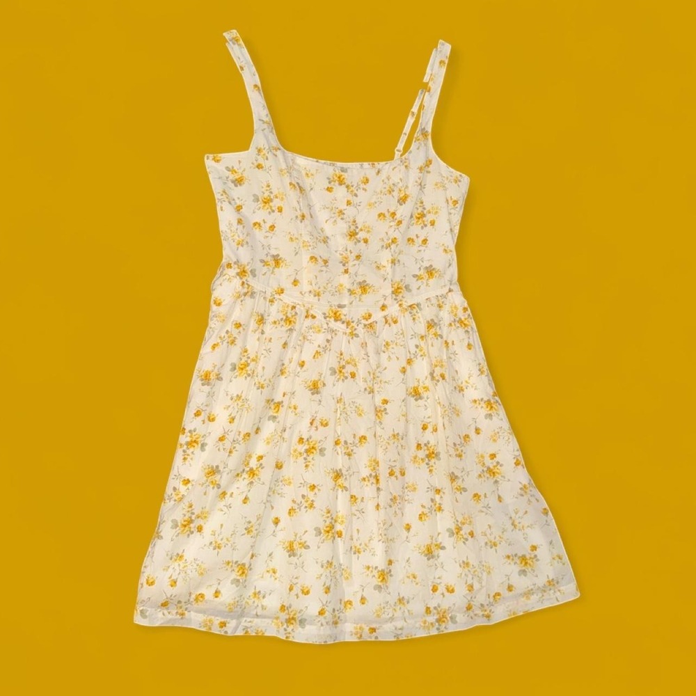 Trixxi Women's Floral Sundress | White & Yellow Cotton Dress | Size Medium